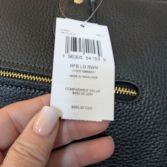 Coach Large Rowan Black Pebbled Leather - Picture 4 of 11